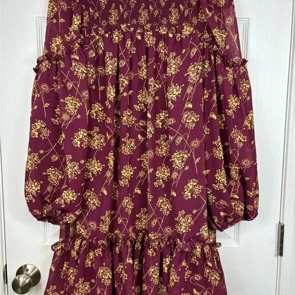 NWT Cinq a cept Zola dress maroon and starfruit sz 2 - Picture 6 of 14